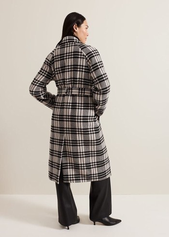 Phase Eight Cassie Check Wool Coats Black/White Australia | XD7658912